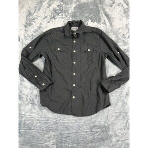 Converse One Star Mens Black Button-Up Long Sleeve Shirt M Cotton Casual